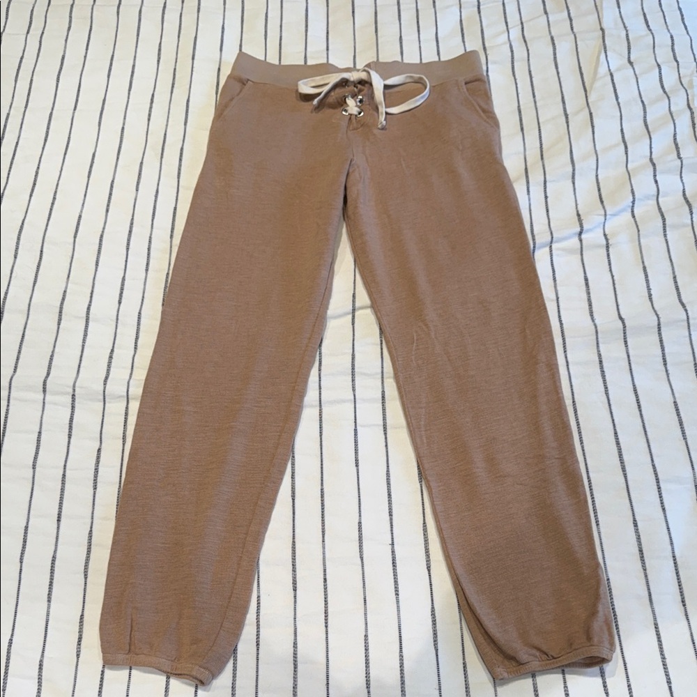 Monrow Tan Jogger Lace Up Sweatpants - Size Medium